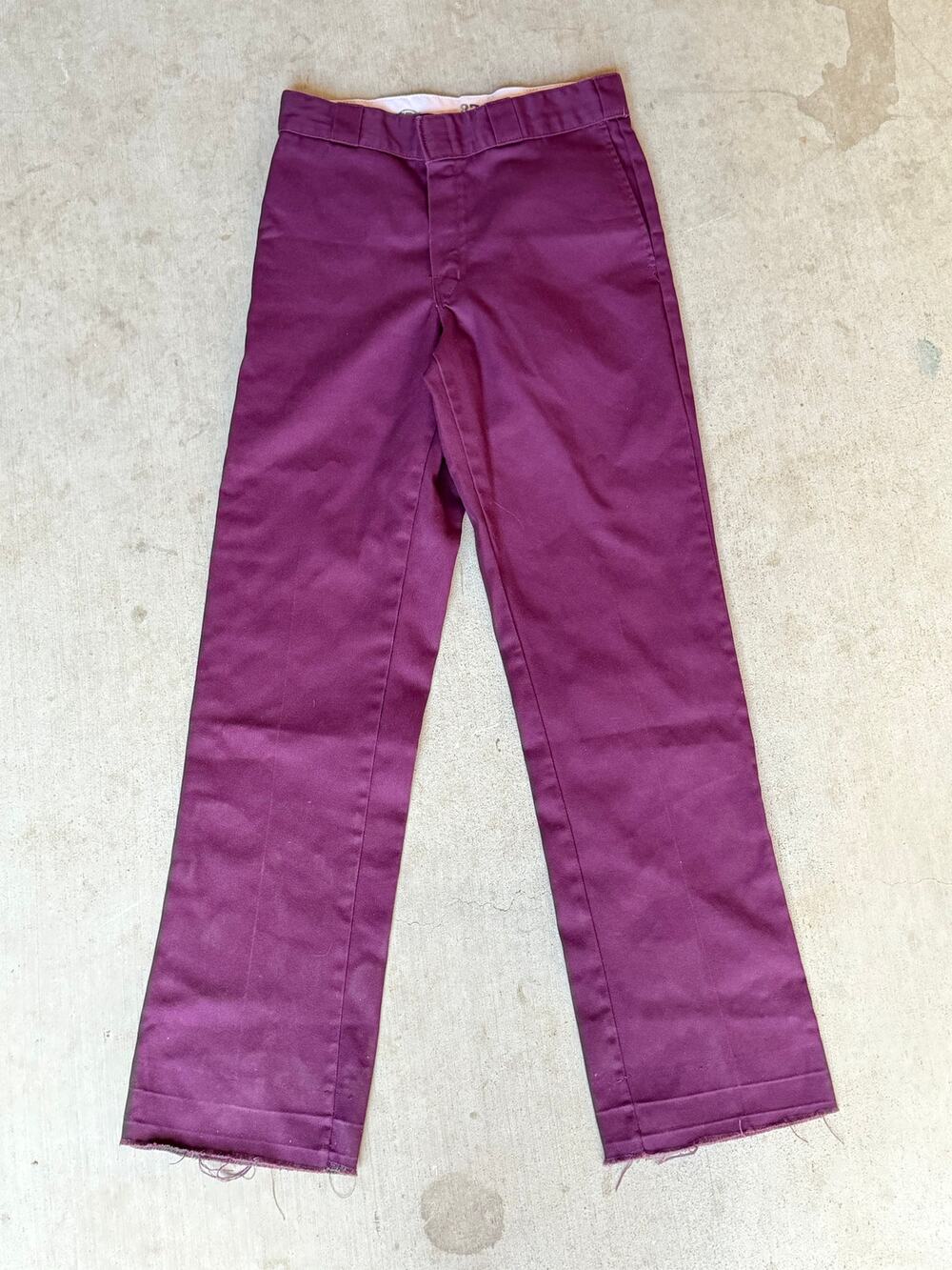 Dickies 874 Original Fit Work Pants Mens 31x32 Maroon Raw Hem Skate Workwear